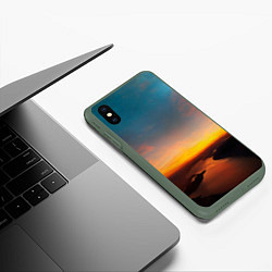 Чехол iPhone XS Max матовый Горная река на фоне заката, цвет: 3D-темно-зеленый — фото 2