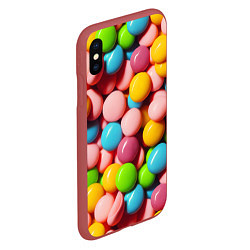 Чехол iPhone XS Max матовый Много ярких конфет, цвет: 3D-красный — фото 2
