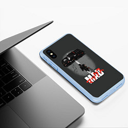 Чехол iPhone XS Max матовый Mad Max and Akira, цвет: 3D-голубой — фото 2