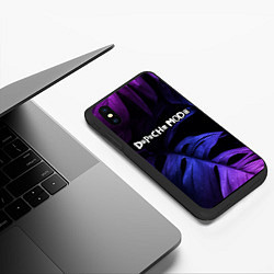 Чехол iPhone XS Max матовый Depeche Mode neon monstera, цвет: 3D-черный — фото 2