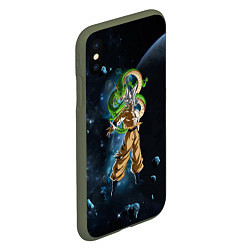 Чехол iPhone XS Max матовый Dragon Ball - Space - Son Goku, цвет: 3D-темно-зеленый — фото 2