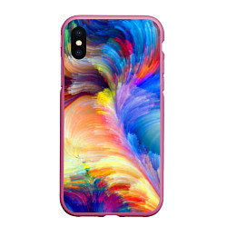 Чехол iPhone XS Max матовый Неоновое перо, цвет: 3D-малиновый