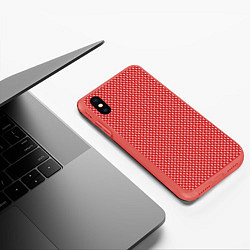 Чехол iPhone XS Max матовый Вязанное полотно - Красное, цвет: 3D-красный — фото 2