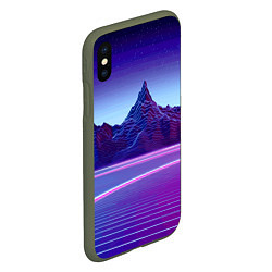 Чехол iPhone XS Max матовый Neon mountains - Vaporwave, цвет: 3D-темно-зеленый — фото 2
