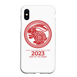 Чехол iPhone XS Max матовый Year of the rabbit, chinese New Year, цвет: 3D-белый