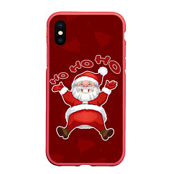 Чехол iPhone XS Max матовый Санта - Хо-хо-хо, цвет: 3D-красный