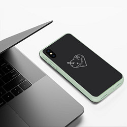 Чехол iPhone XS Max матовый Раненное сердце в швах, цвет: 3D-салатовый — фото 2
