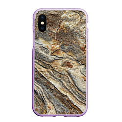 Чехол iPhone XS Max матовый Камень stone, цвет: 3D-сиреневый