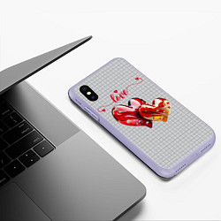 Чехол iPhone XS Max матовый Love - сердечки, цвет: 3D-светло-сиреневый — фото 2