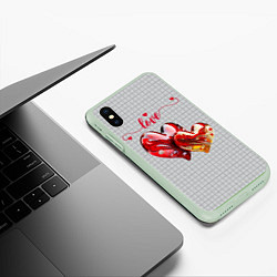 Чехол iPhone XS Max матовый Love - сердечки, цвет: 3D-салатовый — фото 2