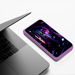 Чехол iPhone XS Max матовый Фиолетовая вода и краски, цвет: 3D-фиолетовый — фото 2