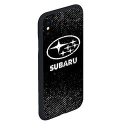 Чехол iPhone XS Max матовый Subaru с потертостями на темном фоне, цвет: 3D-черный — фото 2