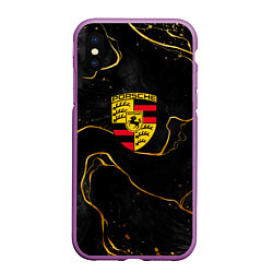 Чехол iPhone XS Max матовый Gold Porsche, цвет: 3D-фиолетовый