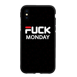 Чехол iPhone XS Max матовый Fuck monday - antibrand, fila, цвет: 3D-черный