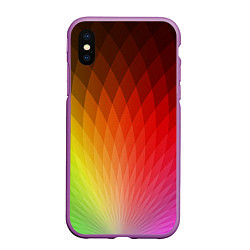 Чехол iPhone XS Max матовый Радужные ромбы, цвет: 3D-фиолетовый