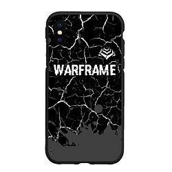 Чехол iPhone XS Max матовый Warframe glitch на темном фоне: символ сверху, цвет: 3D-черный