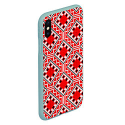 Чехол iPhone XS Max матовый Белорусская вышивка - орнамент, цвет: 3D-мятный — фото 2