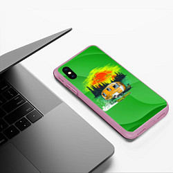 Чехол iPhone XS Max матовый Домик на колесах, цвет: 3D-розовый — фото 2