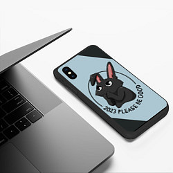 Чехол iPhone XS Max матовый 2023 please be good, цвет: 3D-черный — фото 2