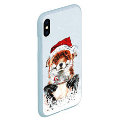 Чехол iPhone XS Max матовый Merry Christmas foxy, цвет: 3D-голубой — фото 2