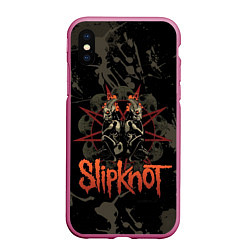 Чехол iPhone XS Max матовый Slipknot dark satan, цвет: 3D-малиновый