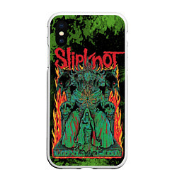 Чехол iPhone XS Max матовый Slipknot green satan, цвет: 3D-белый