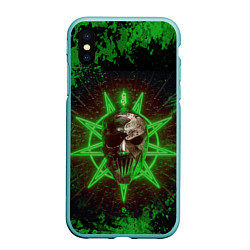 Чехол iPhone XS Max матовый Slipknot green star, цвет: 3D-мятный