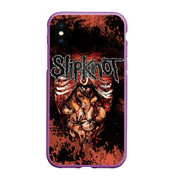 Чехол iPhone XS Max матовый Slipknot horror, цвет: 3D-фиолетовый