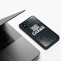 Чехол iPhone XS Max матовый Слава зубастый волк, цвет: 3D-черный — фото 2