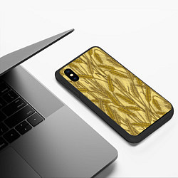 Чехол iPhone XS Max матовый Винтажные колоски пшеницы, цвет: 3D-черный — фото 2