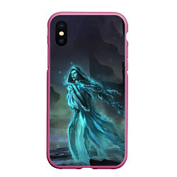 Чехол iPhone XS Max матовый Halloween - женщина призрак на кладбище, цвет: 3D-малиновый