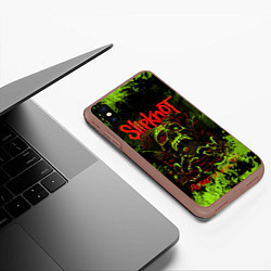 Чехол iPhone XS Max матовый Slipknot green череп, цвет: 3D-коричневый — фото 2