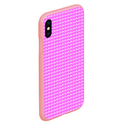 Чехол iPhone XS Max матовый Много сердец розовое, цвет: 3D-баблгам — фото 2