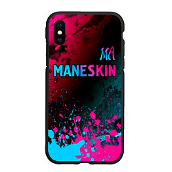 Чехол iPhone XS Max матовый Maneskin - neon gradient: символ сверху, цвет: 3D-черный