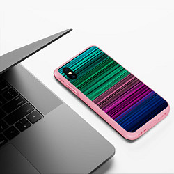 Чехол iPhone XS Max матовый Разноцветные неоновые шелковые нити, цвет: 3D-баблгам — фото 2