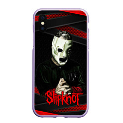 Чехол iPhone XS Max матовый Slipknot black & red, цвет: 3D-светло-сиреневый