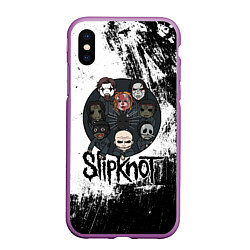 Чехол iPhone XS Max матовый Slipknot black and white, цвет: 3D-фиолетовый