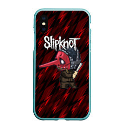 Чехол iPhone XS Max матовый Slipknot красные молнии, цвет: 3D-мятный