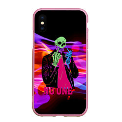 Чехол iPhone XS Max матовый Никто - Skull - Flame, цвет: 3D-розовый