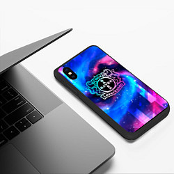 Чехол iPhone XS Max матовый Bayer 04 неоновый космос, цвет: 3D-черный — фото 2