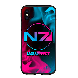 Чехол iPhone XS Max матовый Mass Effect - neon gradient, цвет: 3D-черный