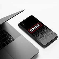 Чехол iPhone XS Max матовый Паша - в красной рамке на темном, цвет: 3D-черный — фото 2