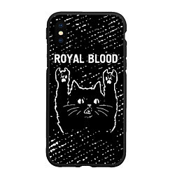 Чехол iPhone XS Max матовый Группа Royal Blood и рок кот, цвет: 3D-черный