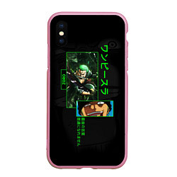 Чехол iPhone XS Max матовый One Piece: Zoro, цвет: 3D-розовый