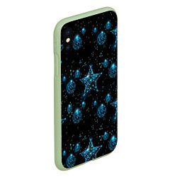 Чехол iPhone XS Max матовый Новогодние игрушки - Неон, цвет: 3D-салатовый — фото 2