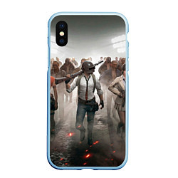 Чехол iPhone XS Max матовый ПAБГ, цвет: 3D-голубой