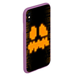 Чехол iPhone XS Max матовый Неон Тыква - Майнкрафт, цвет: 3D-фиолетовый — фото 2