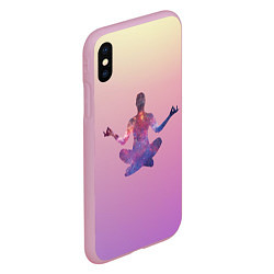 Чехол iPhone XS Max матовый Поза лотоса в йоге, цвет: 3D-розовый — фото 2