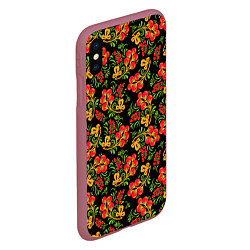 Чехол iPhone XS Max матовый Красивая хохломская роспись, цвет: 3D-малиновый — фото 2