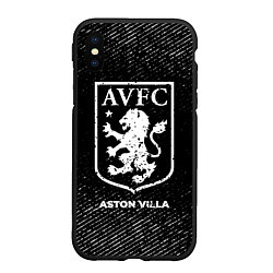 Чехол iPhone XS Max матовый Aston Villa с потертостями на темном фоне, цвет: 3D-черный